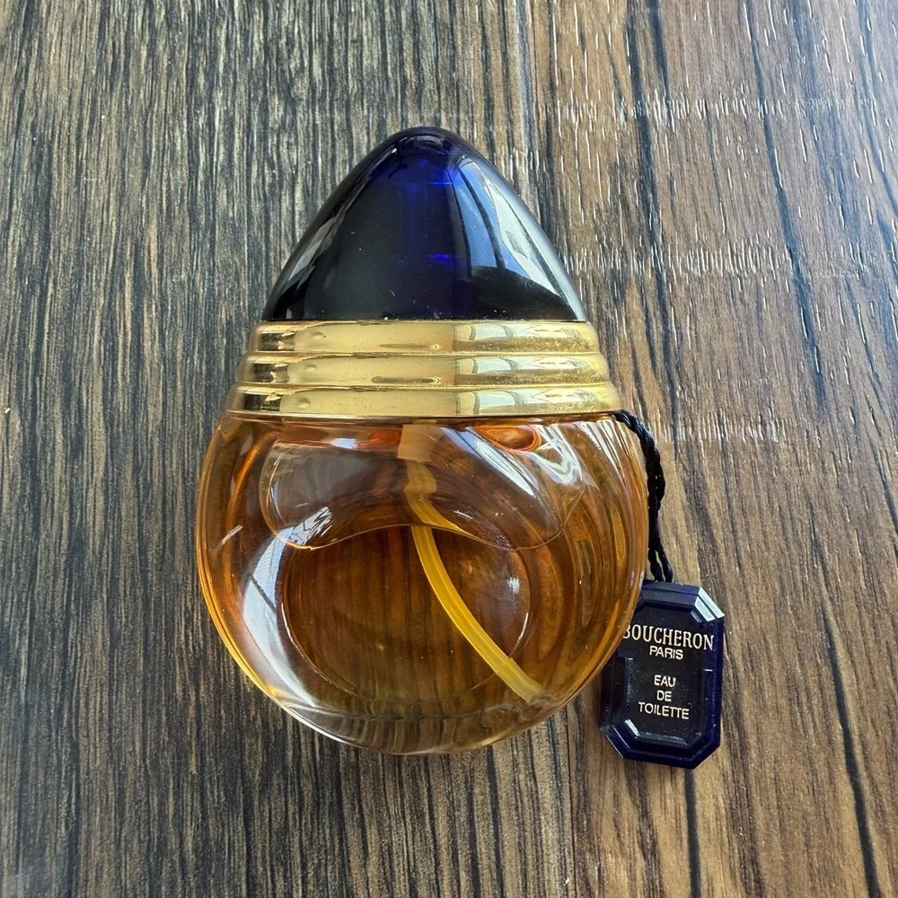 Vintage 90s Boucheron Paris Eau de Toilette 1oz Spray Bottle Blue Cap